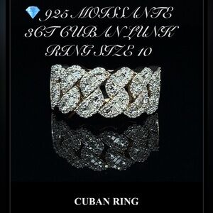 Moissanite Cuban Link Ring in 925 Sterling Silver Size 10 ask to see Bracelet💎